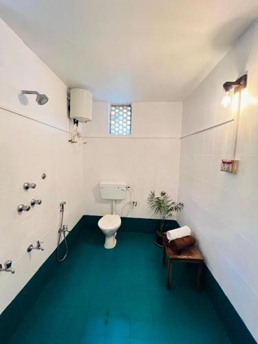 a bathroom with a toilet and a sink at The Yellow House By Leela in Patnem