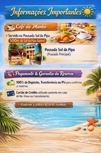 a flyer for a restaurant on the beach at Sol da pipa - suítes in Pipa