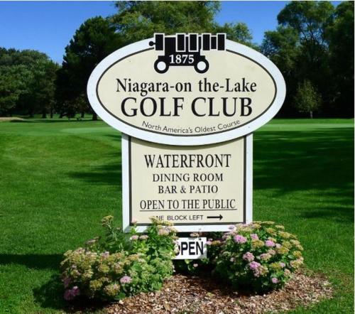 a sign for niagara on the lake golf club at Charlotte Garden Bed and Breakfast in Niagara on the Lake