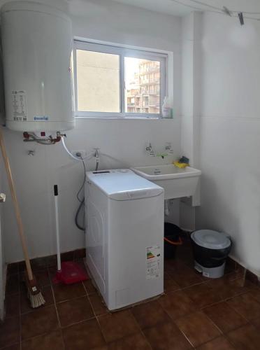 a bathroom with a sink and a washing machine at EdenMDQ-4 in Mar del Plata