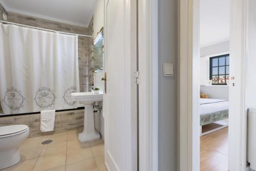 a bathroom with a toilet and a sink at MyRiverPlace N 4 Private Terrace River View Porto apartments in Vila Nova de Gaia