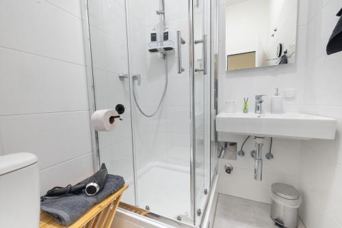 Et badeværelse på Stylish Studio in Linz Old Town Cozy & Central