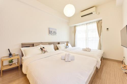 Shinsaibashi 10min Elevator Apartment with 2 Premium Double Beds and Balcony3O2 4O2