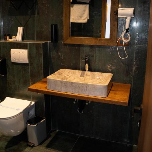 a bathroom with a sink and a toilet at Hotel Ari Old Town in Gjakove