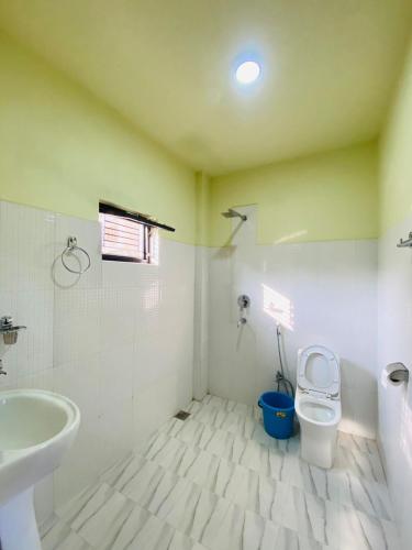 a bathroom with a sink and a toilet at Annapurna View Lodge in Chitwan