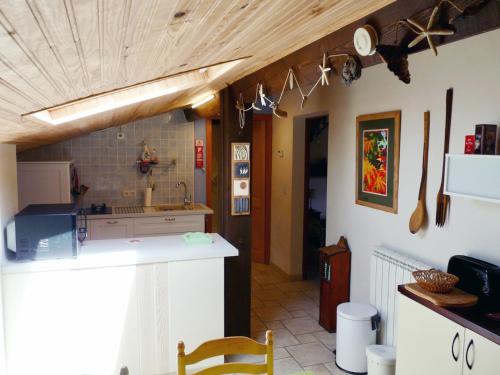 een keuken met een aanrecht en een koelkast bij Saint Laurent 1330 Chemin de Saint Laurent in Rieux