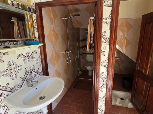 a bathroom with a sink and a shower at tigmi oufla in Taghazout