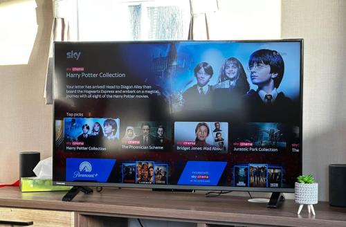 a flat screen tv sitting on top of a table at 52 Sherringham Way in Patrington