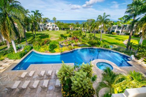 an overhead view of a pool with chairs and palm trees at Palms at Wailea in Wailea