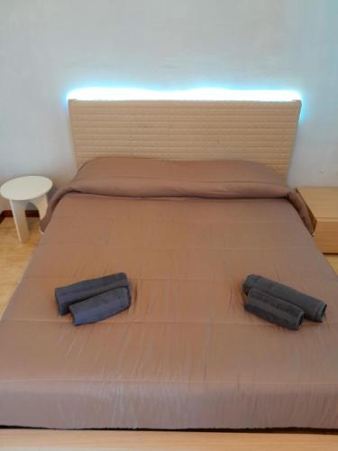 a bed with two pillows on top of it at Seven B&b in Casalmorano