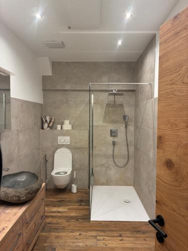 Et badeværelse på Ferienhaus Wieswald