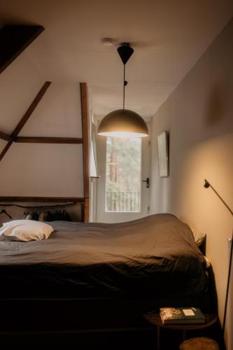 a bedroom with a large bed and a window at Klein Nieuwe Wegen in Ons Belang