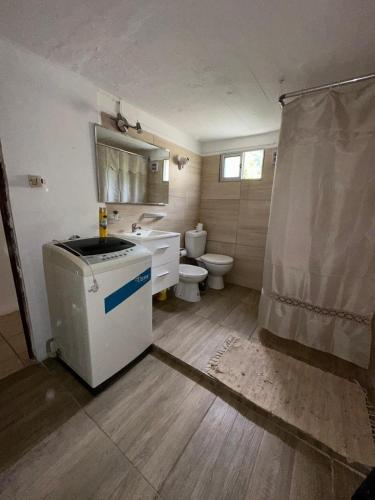 a small bathroom with a toilet and a sink at Moramay 2 in Punta del Este