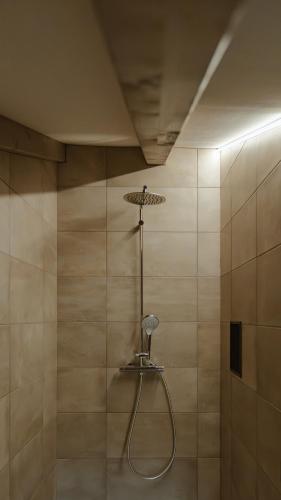 a shower with a shower head in a bathroom at Ca Nova Agriturismo in Castellaro