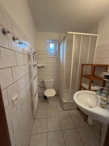 Koupelna v ubytování Apartmany U Kamenky