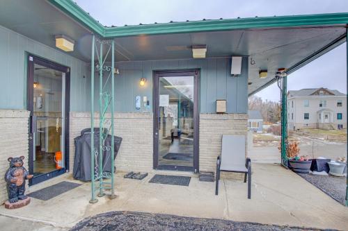 a front porch of a building with a glass door at Bel Aire Motel Chamberlain Near Missouri River I 90 in Chamberlain