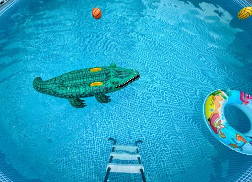 a painting of a fish in a swimming pool with a ladder at Haraya Beach House in Roxas City