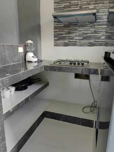 a kitchen with a sink and a counter top at Casa Victoria in Valladolid