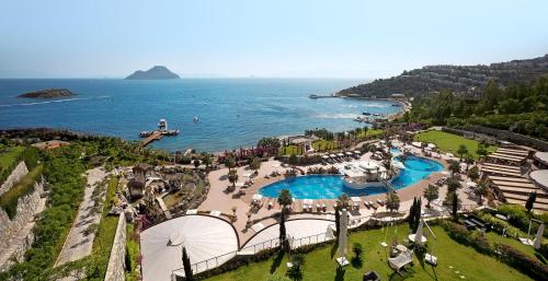 an aerial view of a resort near the ocean at Sianji Well-Being Resort in Turgutreis