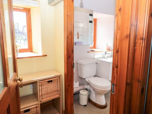 a bathroom with a toilet and a sink at Cygnet Cottage in Berwick-Upon-Tweed