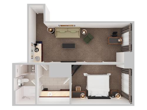 a floor plan of a room with a bedroom at Cambridge Suites Toronto in Toronto