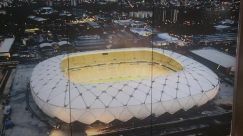 an aerial view of a baseball stadium in a city at Apartamento Manaus Arena da Amazonia in Manaus