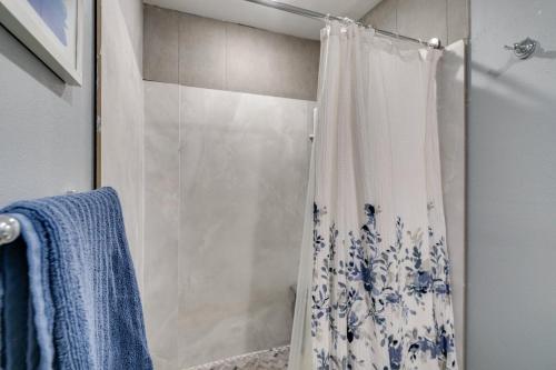 a shower with a shower curtain in a bathroom at Country Hideaway For A True Getaway in Montgomery