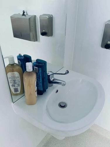 a bathroom with a white sink and a mirror at Northern Retreat in Wallan
