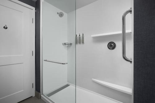 a shower with a glass door in a bathroom at Residence Inn by Marriott Newark, DE in Newark