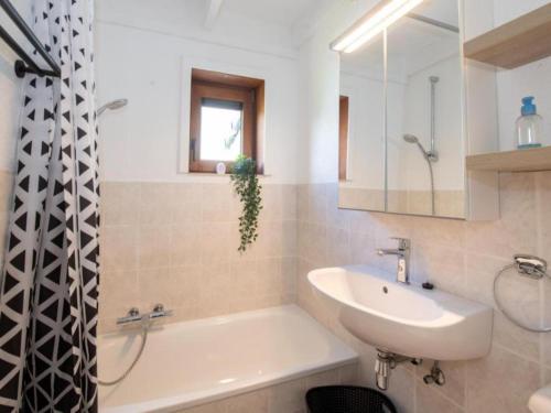 a bathroom with a sink and a bath tub and a sink at Nieuwendamme H114 in Lombardsijde