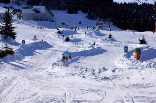Chalet an der Piste v zimě