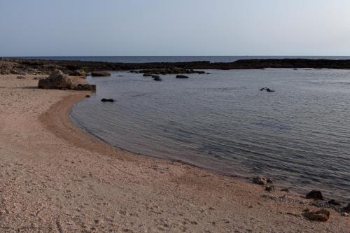 a sandy beach with a body of water at Dialiskari Villas in Marathopolis