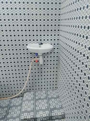 a bathroom with a white sink in a wall at Widodaren homestay singel bed in Ngadisari