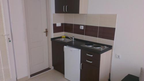 a small kitchen with a sink and a dishwasher at Apartment Djokic in Sutomore