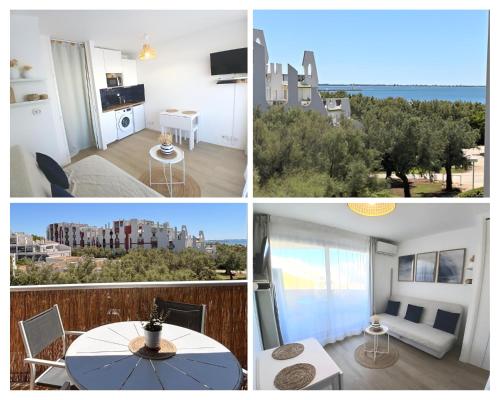 Studio 4 pers, 1ère ligne, Piscine, Vue mer latérale