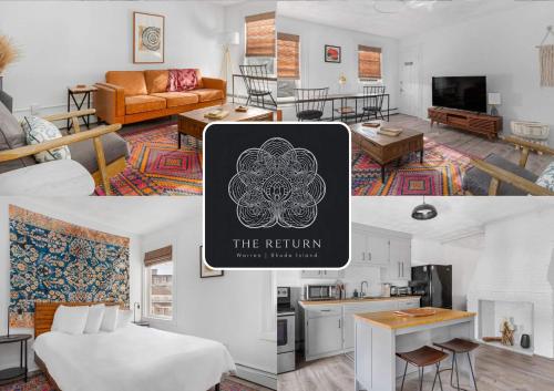 a collage of photos of a living room at The Return to Woods - Newly Designed & Renovated in Warren
