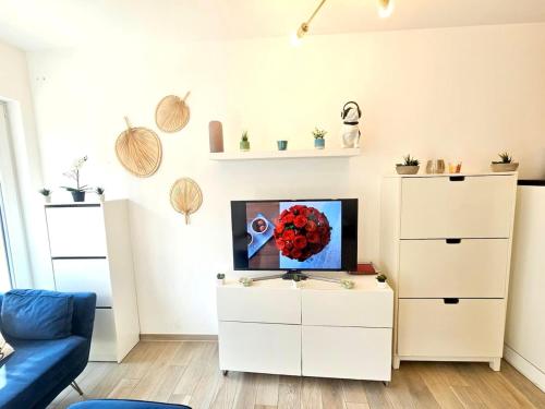 Televízia a/alebo spoločenská miestnosť v ubytovaní Comfortable city studio