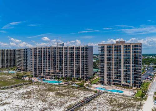 an aerial view of two tall buildings at Phoenix East 808 in Orange Beach