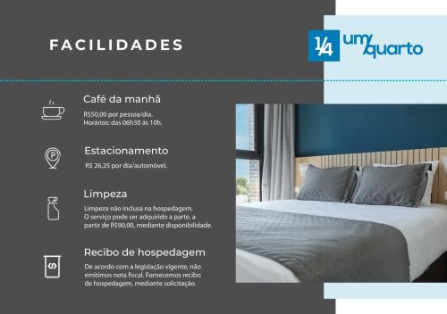 a page of a website with a bed in a room at Edifício Curitiba João Bettega in Curitiba