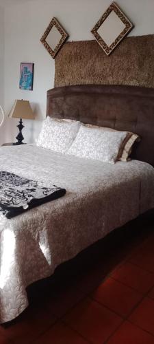 a bedroom with a large bed with white pillows at Summer Nights Oceanfront Villa - Pool & Jacuzzi in Primo Tapia