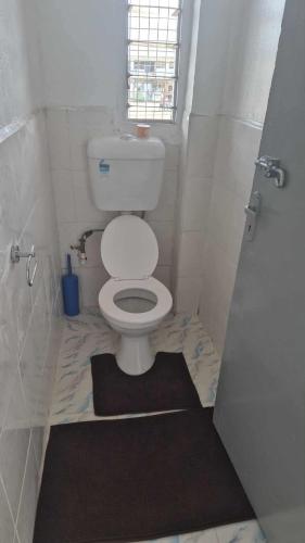 a small bathroom with a toilet in a stall at YaNuYaNu Appartment Nabua in Suva