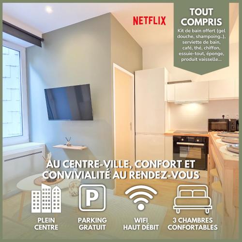 Le Sésame - Centre-Ville, Chic & Parking Gratuit