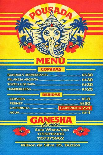 a poster for a mexican restaurant with an elephant on it at Ganesha do mar in Búzios