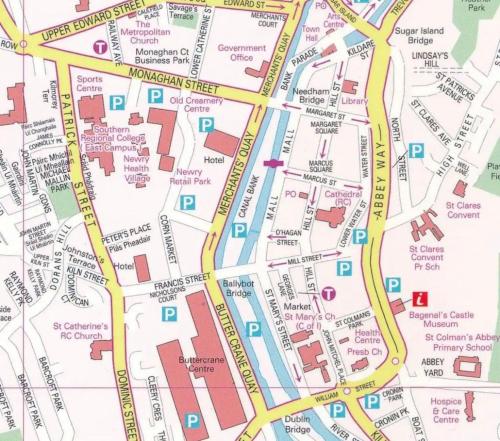 a map of the city of berlin with colored roads at Park View Apartment Newry in Newry