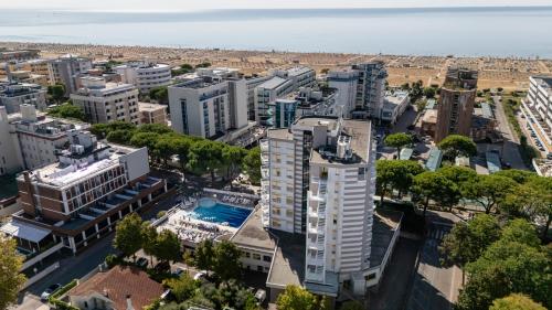 an aerial view of a city with tall buildings at Hotel Luna in Bibione