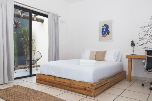 a bedroom with a bed and a window at Outsite Los Cabos in San José del Cabo