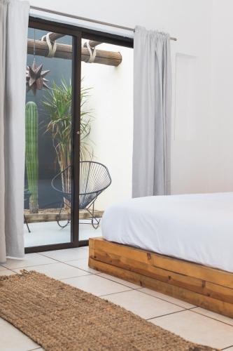 a bedroom with a bed and a large window at Outsite Los Cabos in San José del Cabo
