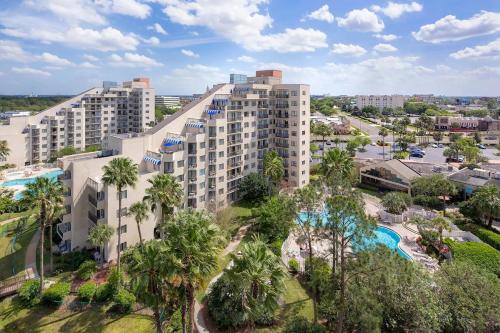 an aerial view of a resort with a pool at 6165 Carrier Drive Unit 1802 Building 1 in Orlando