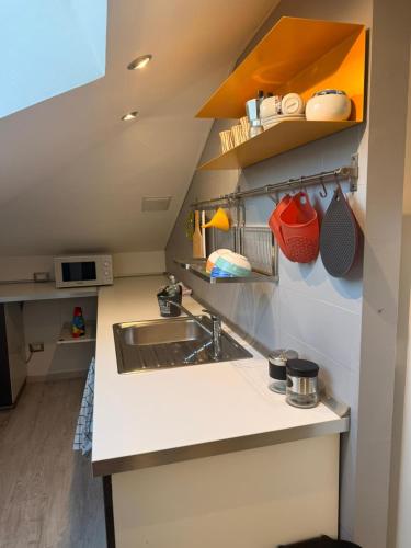 a kitchen with a sink and a counter top at Avigliana Einaudi in Avigliana