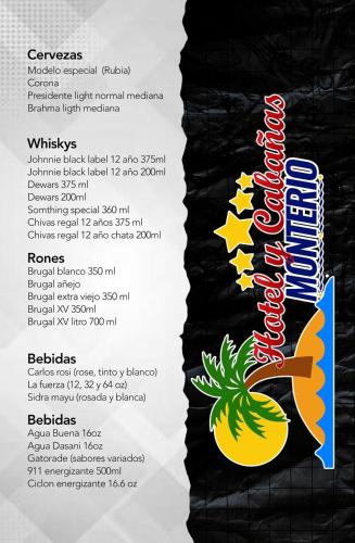 a menu for a restaurant with a pineapple on it at Hotel Monterio in Azua